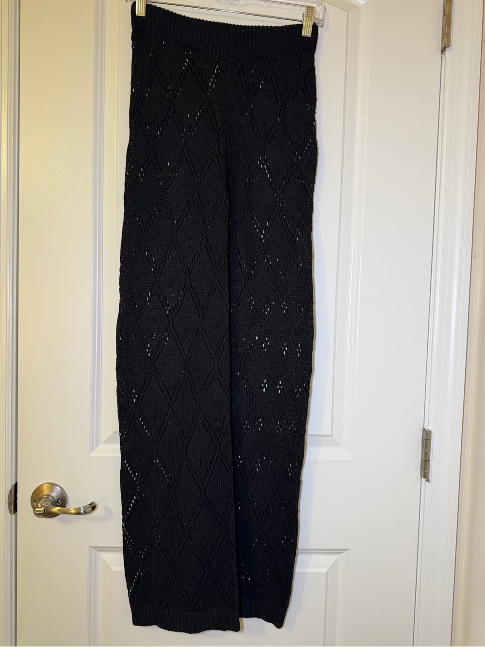 Black Soft Open-Knit Boho Pants